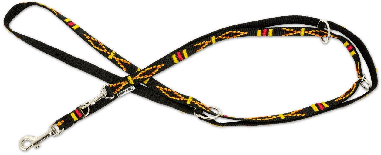 Smycz dla psa, wz�r etniczny, regulowana, ta�ma polipropylenowa, 10mm/220cm czarna