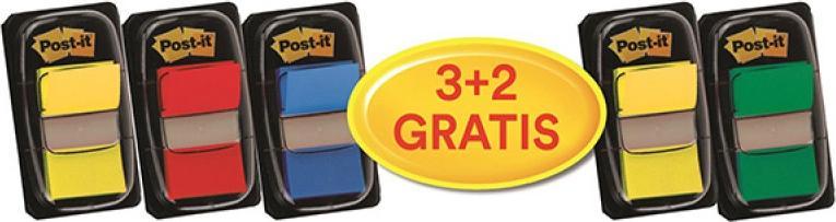 Post-it ZAKŁADKI INDEKSUJĄCE POST-IT® ZESTAW PROMO 3X50, 25,4X43,2MM +2X50 GRATIS