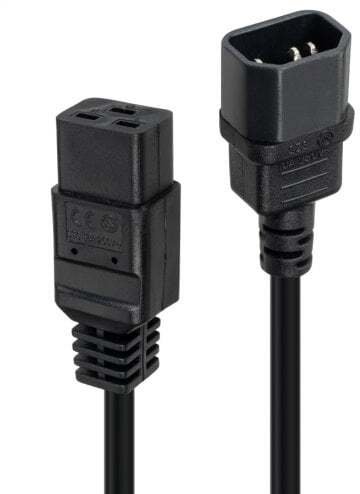 Przedłużacz sieciowy 2m C14 do C19, czarny