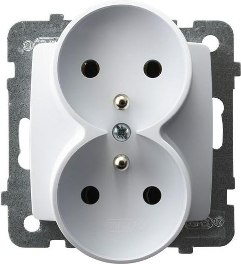 Ospel Gniazdo Karo podwójne z uziemieniem białe (GP-2SRZ/m/00)