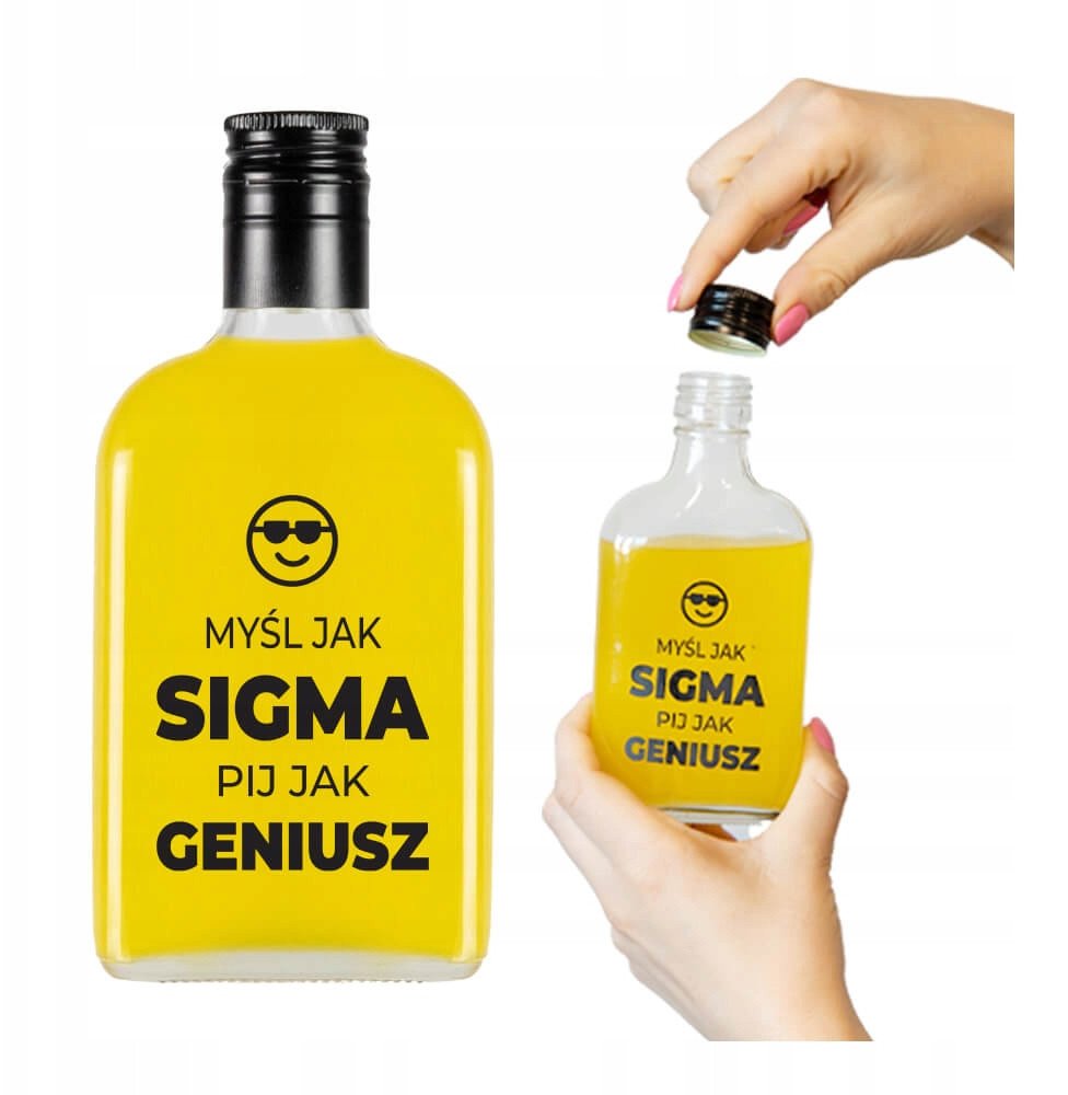 Butelka PIERSIÓWKA 200 ml - Myśl Jak Sigma Pij Jak Geniusz Zabawny Prezent