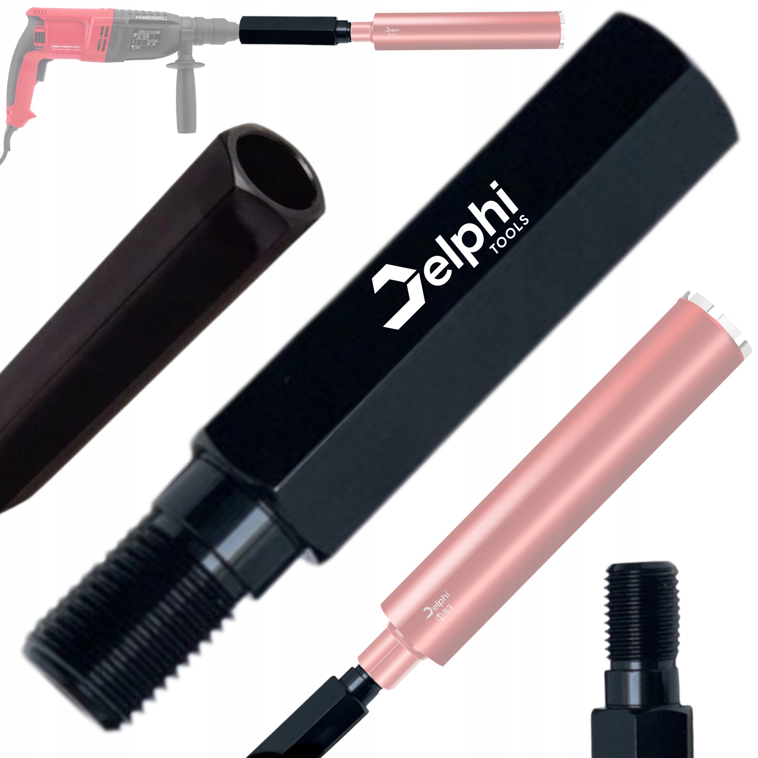 PRZEDŁUŻKA ADAPTER 20 CM 1.1/4" UNC WIERTŁO KORONOWE DIAMENTOWE WIERTNICA