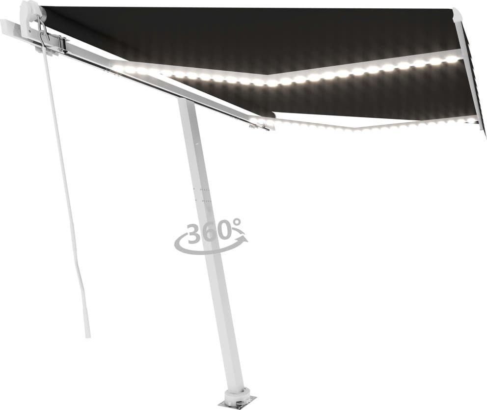 vidaXL Ręcznie zwijana markiza z LED, 300 x 250 cm, antracytowa