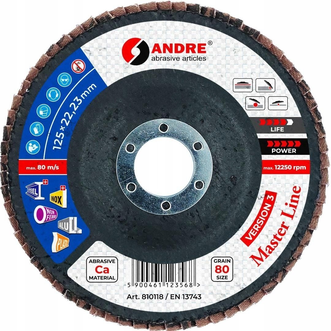 ANDRE ŚCIERNICA LISTKOWA 125mm P 80 CERAMICZNA MASTER LINE WERSJA III