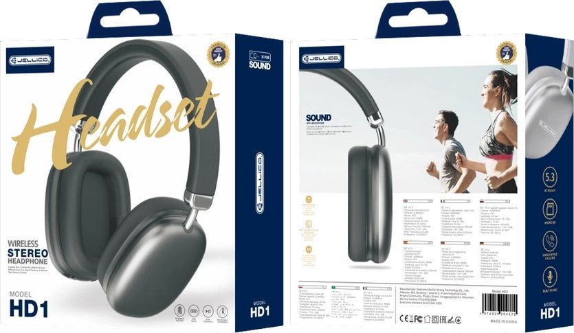 Słuchawki Jellico JELLICO słuchawki bezprzewodowe nauszne HD1 Czarny