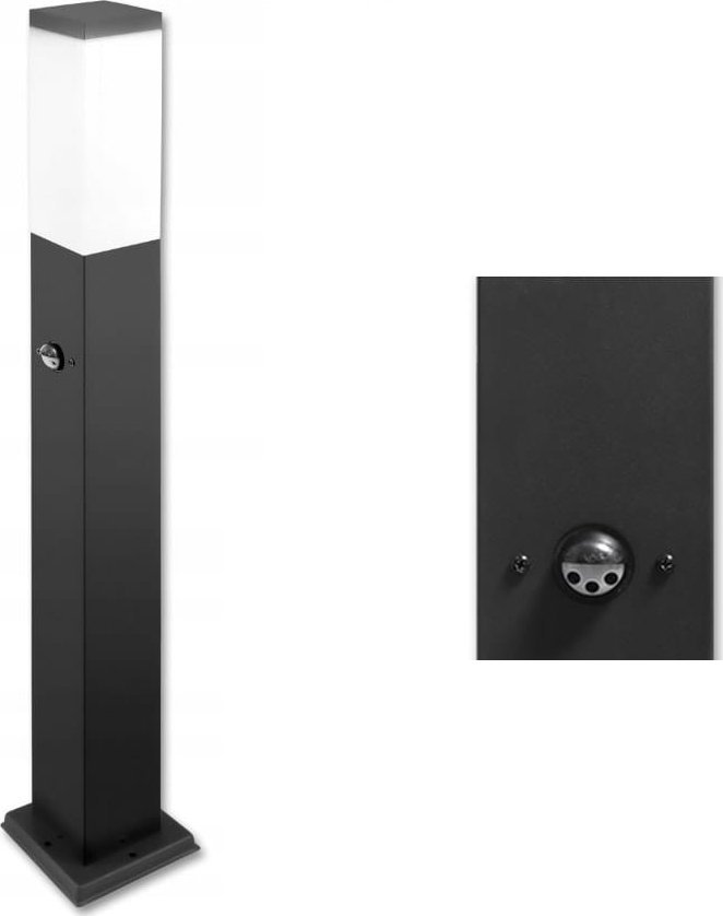 Masterled Havana H65 lampa stojąca ogrodowa z czujnikiem ruchu kwadratowa czarna