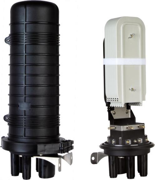 Alantec Mufa światłowodowa pionowa do 144 spawów KOMPLETNA (w pełni wyposażona: tacki spawów, oslonki spawów, elementy montażowe, osłonki termokurczli