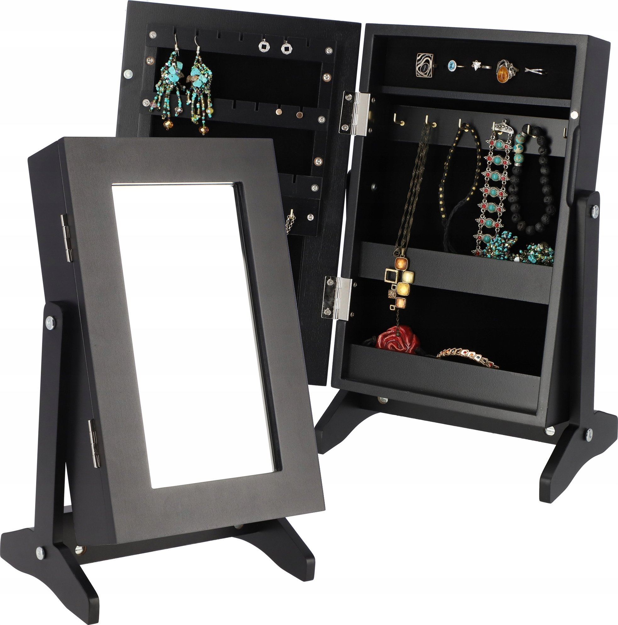 Kadax Toaletka Szafka Na Biżuterię Z Lustrem Czarna