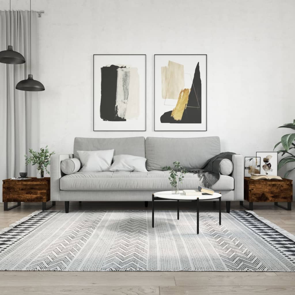 vidaXL Stoliki kawowe, 2 szt., przydymiony dąb, 50x46x35 cm