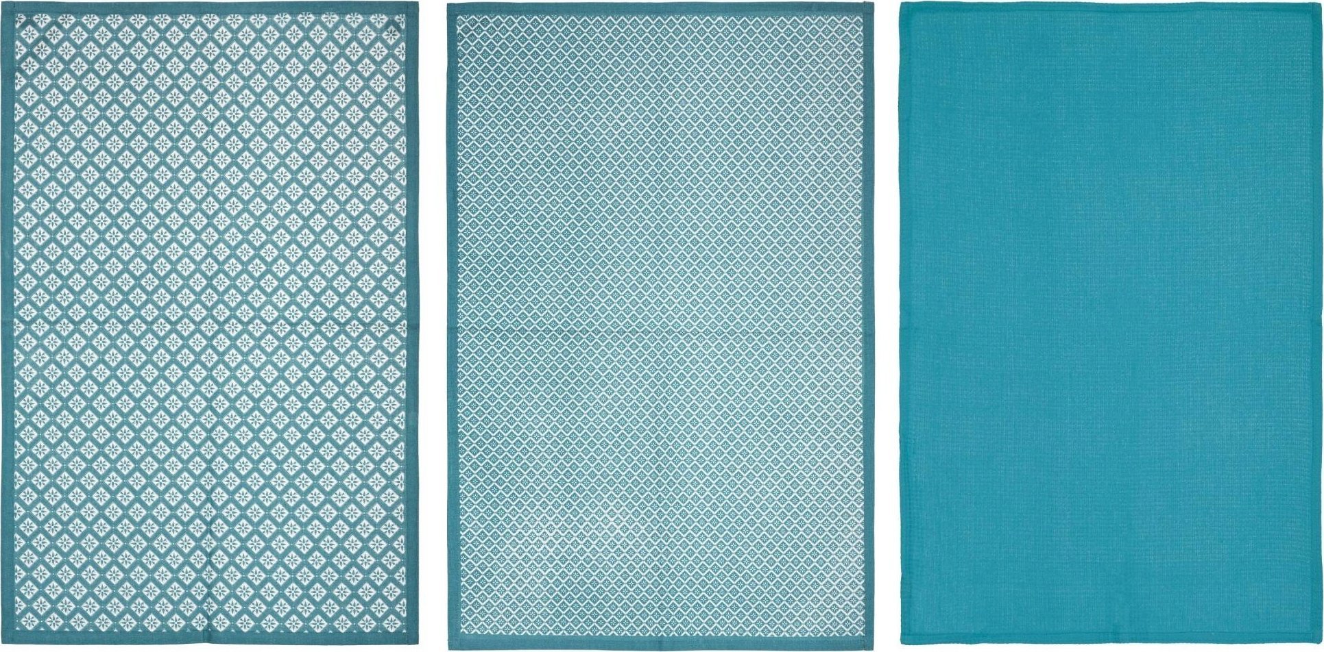 Atmosphera Ręczniki kuchenne z printem, 45 x 70 cm, 3 sztuki, niebieskie