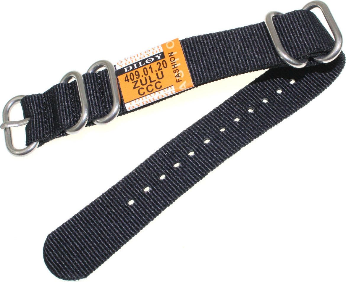 Diloy Nylonowy pasek do zegarka 20 mm Diloy 409.20.1 uniwersalny
