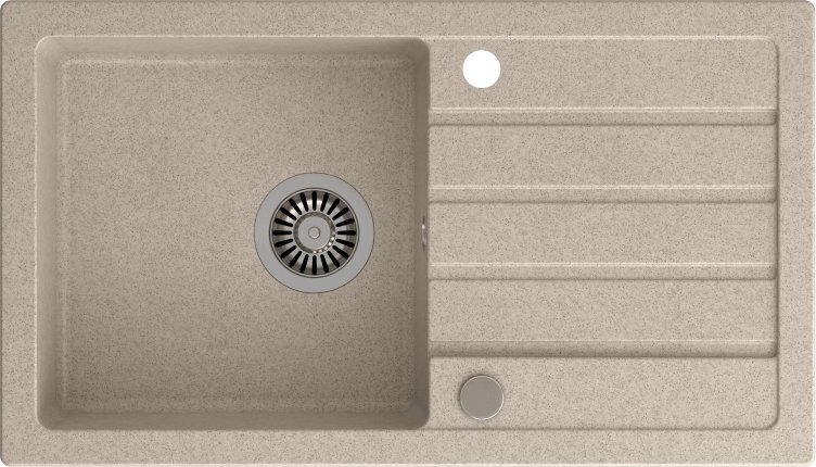 Zlewozmywak GraniteQ JERRY 111 zlewozmywak granitowy beżowy (77x44x17,5) + syfon + zaślepka