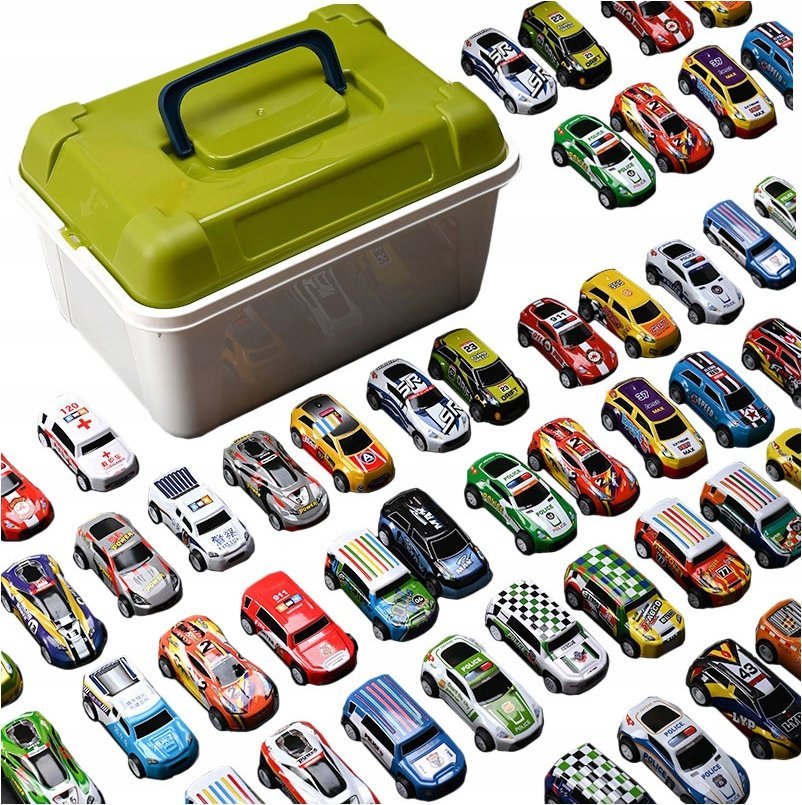 Duży Zestaw Samochodów Metalowe Autka Resoraki Autko Auto Z Napędem 50 Szt.