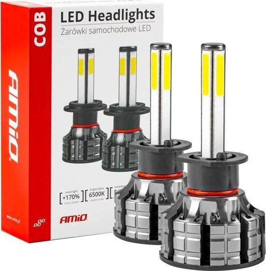AMiO Żarówki samochodowe led cob 4side amio h1