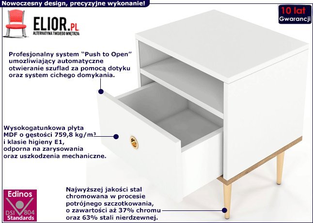 Elior Biała nowoczesna szafka nocna glamour - Imperio 4X