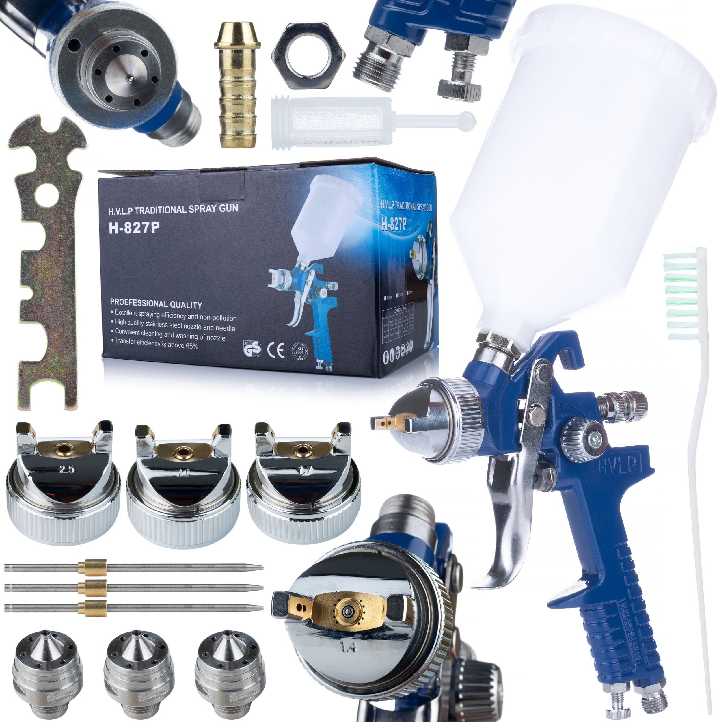 Rosfix PISTOLET LAKIERNICZY 4X DYSZA HVLP 1.4 1.7 2.0 2.5 ZESTAW DO MALOWANIA HQ