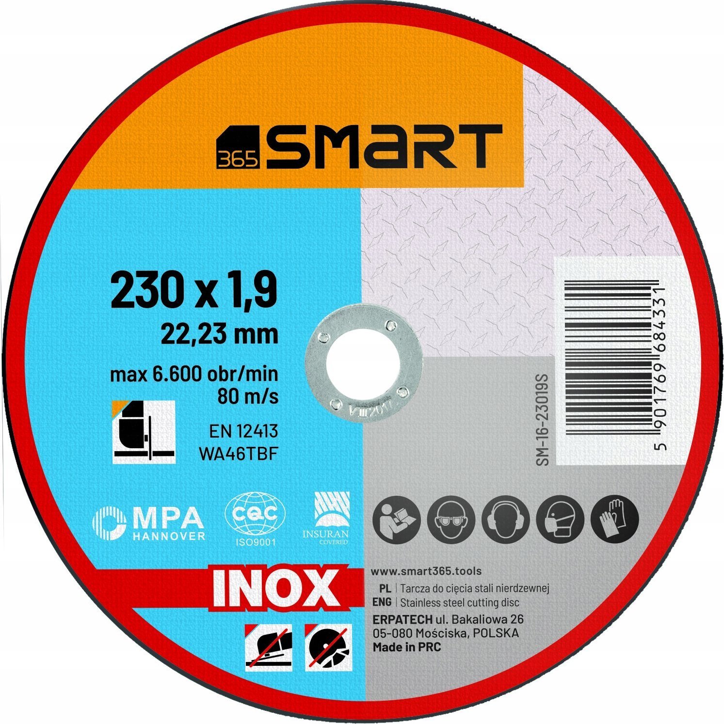 SMART365 tarcza do cięcia inox/metal 230x1,9mm [25szt]