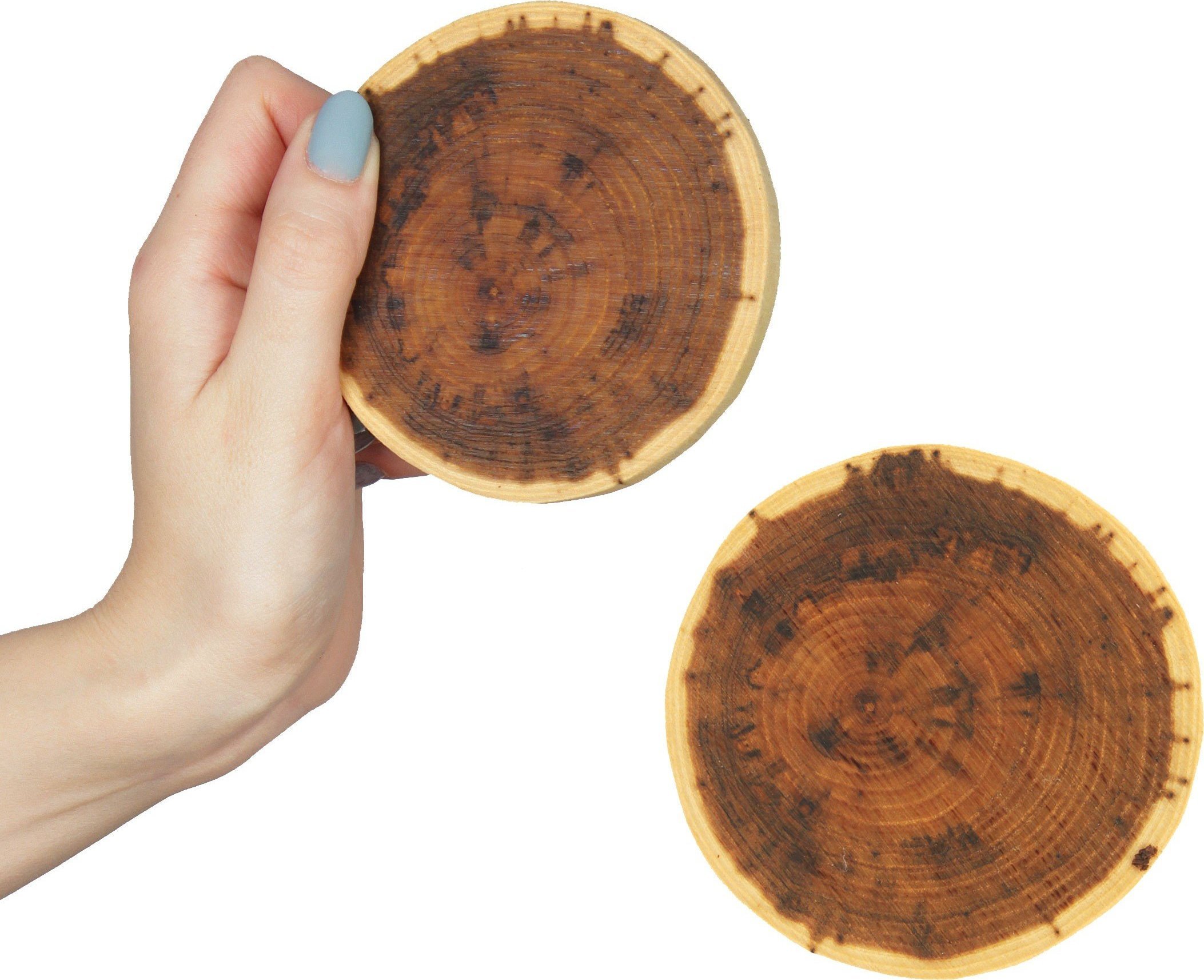 Wamar-Sosenka Zestaw 2 szt Okorowanych Podkładek na Stół /śr. 9-12 cm/ Drewno Akacji Olejowany Naturalny PDOA_0912X10_DO2 / Wamar-Sosenka