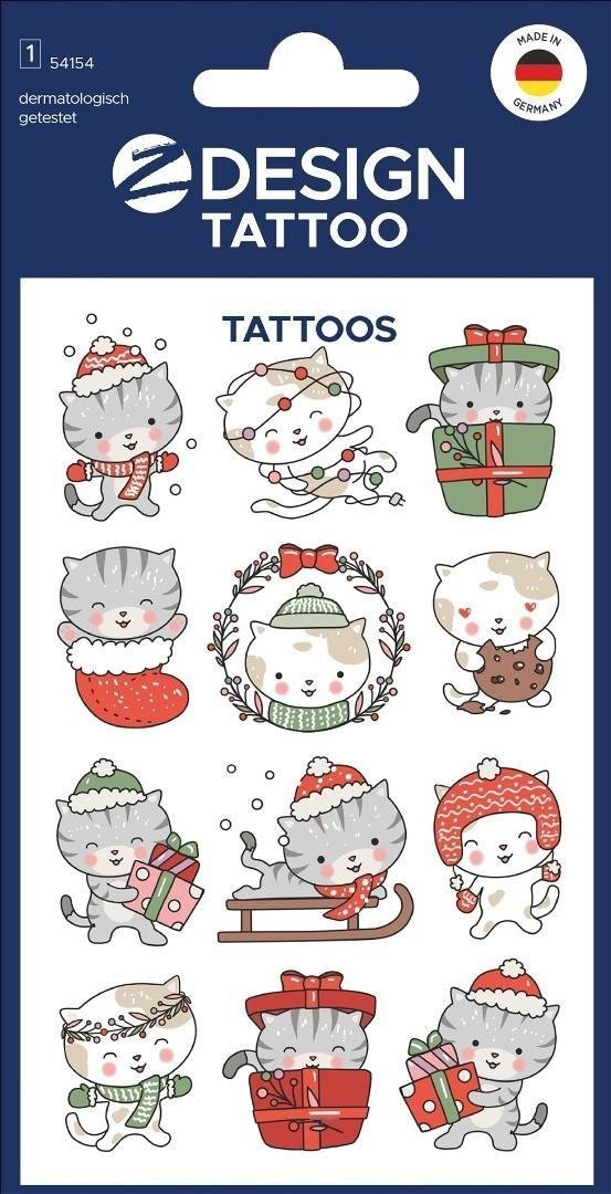 Tatuaże bożonarodzeniowe dla dzieci - kotki