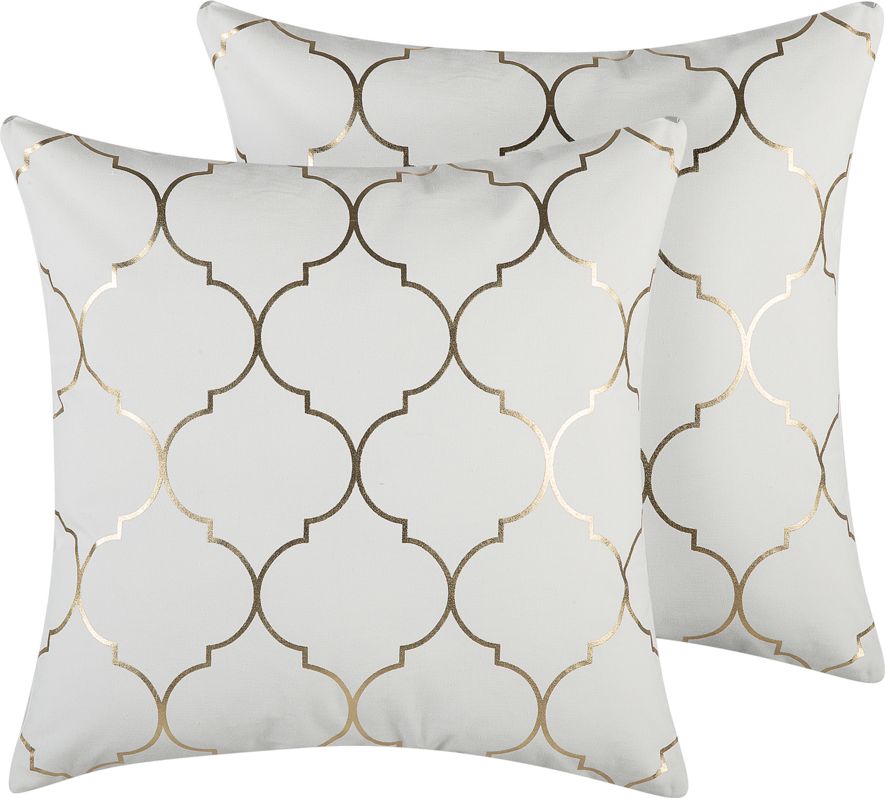 Beliani Zestaw 2 poduszek dekoracyjnych marokańska koniczyna 45 x 45 cm biały ALYSSUM