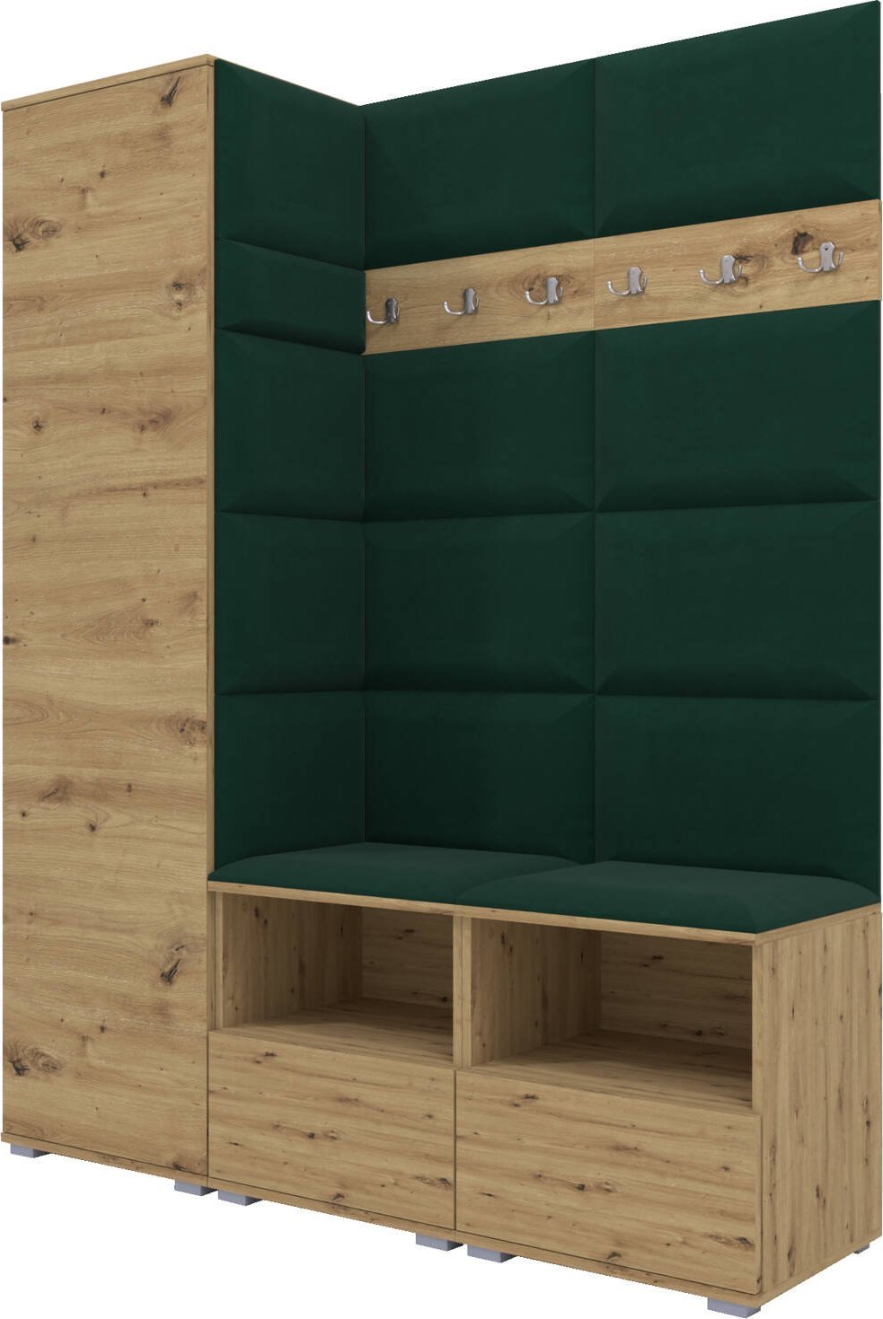 Ravio Tapicerowana garderoba Nela II - kolor dąb artisan + tkanina Trinity 28