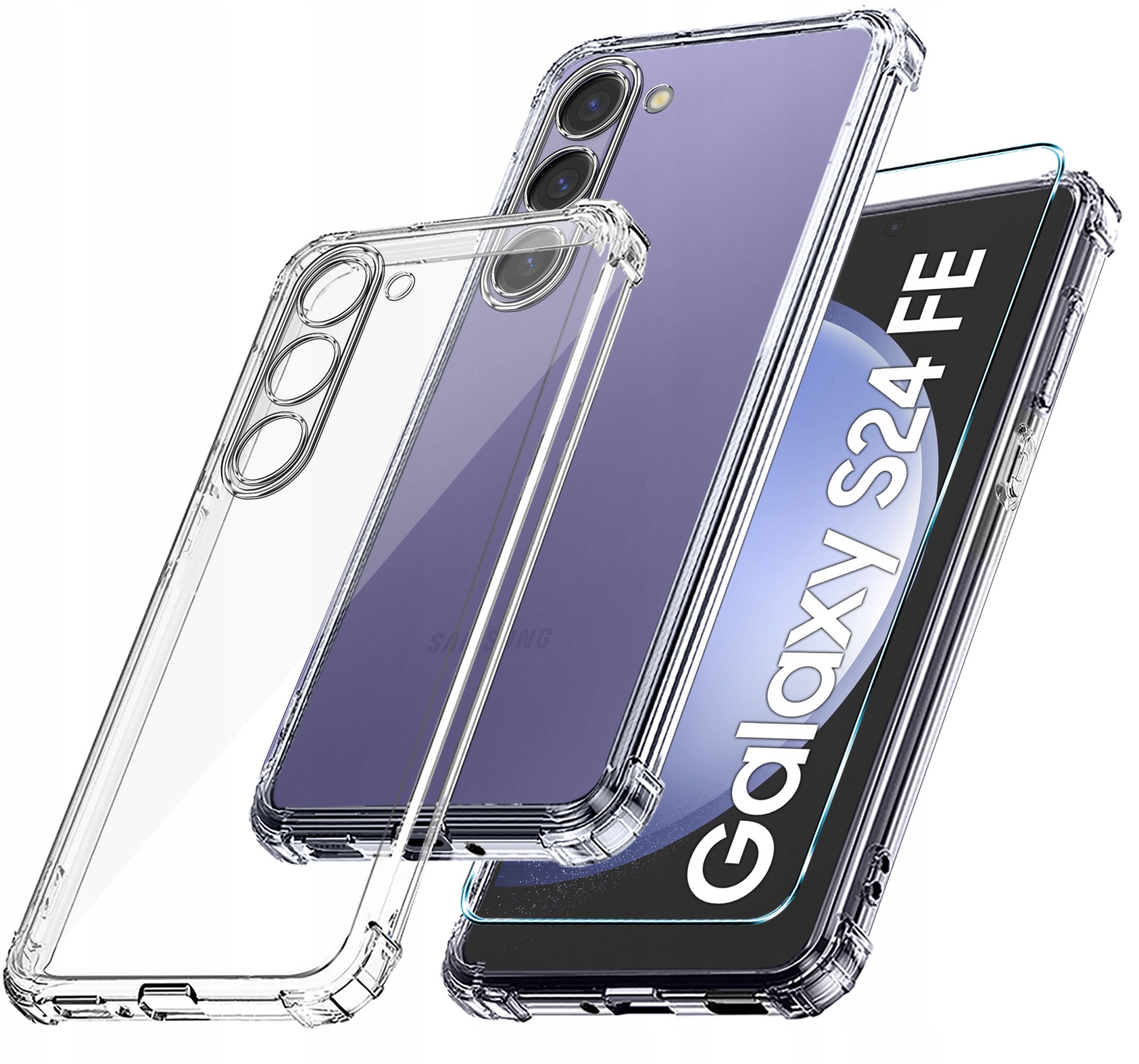 Etui do Samsung Galaxy S24 FE ANTI-SHOCK CLEAR CASE + Szkło OCHRONNE 9H