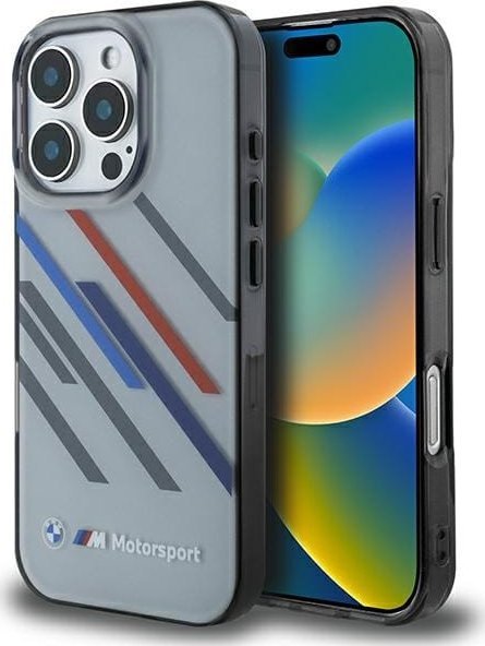BMW BMW BMHCP16L23HTRAG iPhone 16 Pro 6.3" szary/grey hardcase Motosport IML Random Stripes
