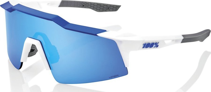 100% Okulary 100% SPEEDCRAFT SL Matte White/Metallic Blue - HiPER Blue Multilayer Mirror Lens (Szkła Niebieskie Lustrzane Wielowarstwowe LT 15% + Szkł