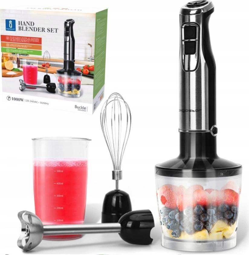 Blender Aigostar 1000W Hand Blender Set Stainless Steel Silvery and Black VDE / Buckle