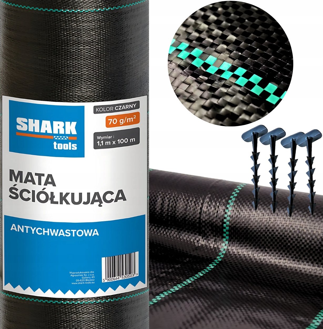 Agrotkanina mata ściółkująca 1.1x100m 70g/m2 Shark Tools