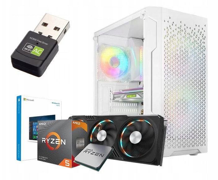 BIAŁY KOMPUTER GAMINGOWY DO GIER RYZEN 7 5700 32GB GeForce RTX 5060 8GB M.2 1TB W11 RGB