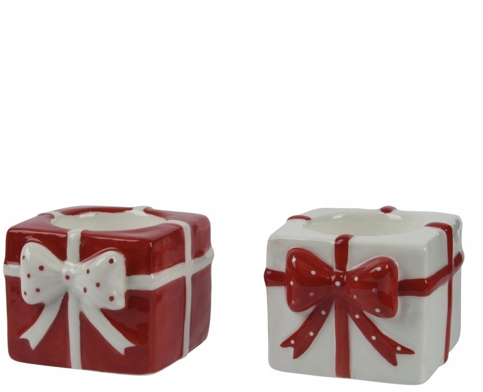 Świecznik ozdobny z dolomitu świąteczny czerwony 6,9x5,7cm 1szt