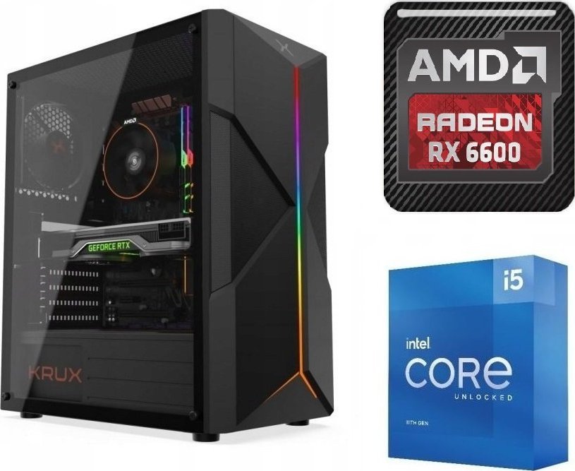 Komputer Netcom Core i5-12400F, 16 GB, Radeon RX 6600, 1 TB M.2 PCIe 500 GB HDD Windows 11 Pro