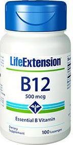 Life Extension Life Extension - Witamina B12, 500mcg, 100 pastylek do ssania