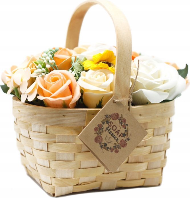 Bispol Duży Pomarańczowy Bukiet Mydlany w Wiklinowym Koszu