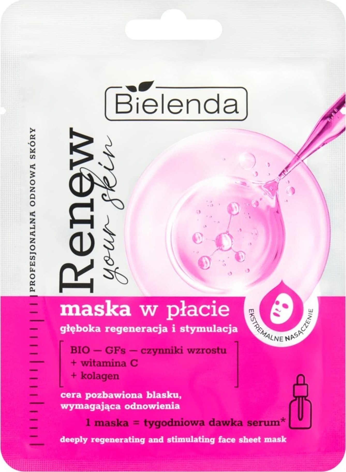 Bielenda BIELENDA Renew Your Skin Maska w płacie - głęboka regeneracja i stymulacja 17 g