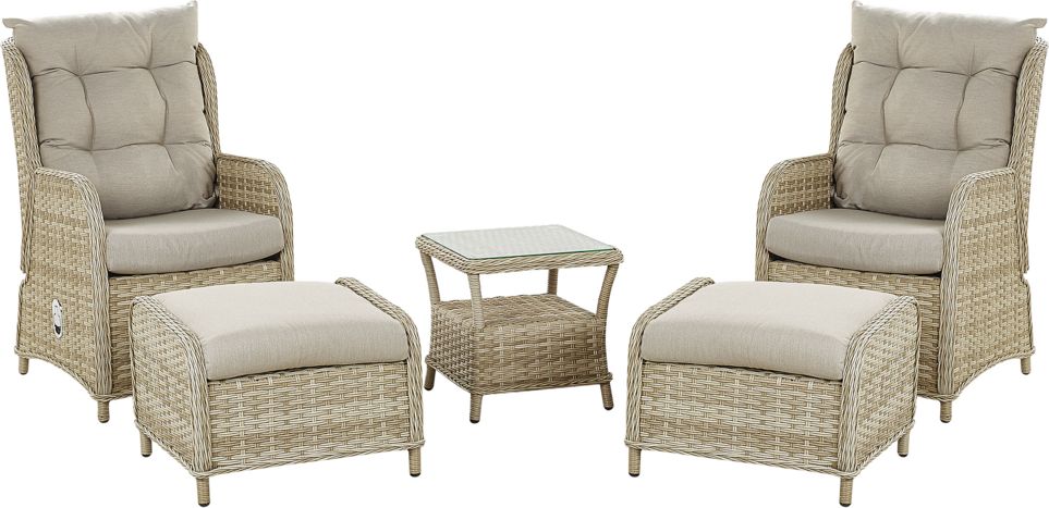 Shumee Zestaw ogrodowy rattanowy 2-osobowy beżowy PONZA