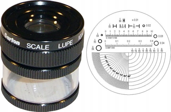 Carton Lupa x10 z podziałką skala 0,1mm i regul. ostrości