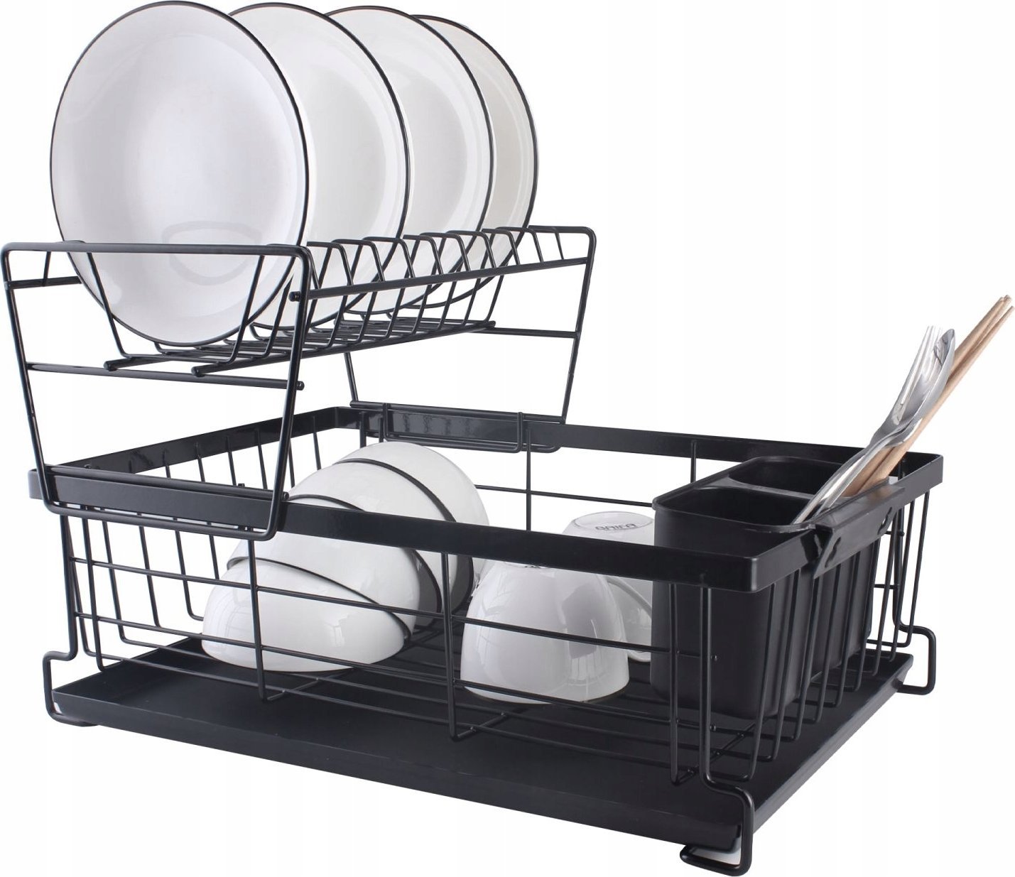 Dwupoziomowa suszarka ociekacz z tacką czarna