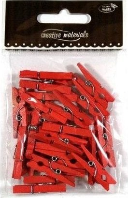 Klamerki drewniane czerwone 30mm 25szt