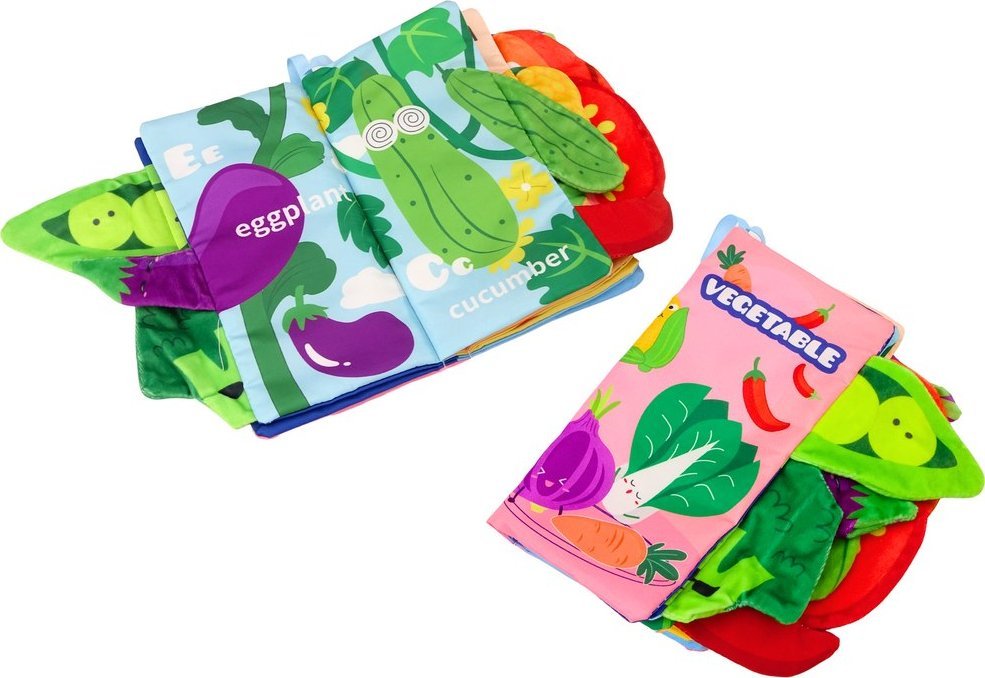 LeanToys Książeczka Miękka Warzywa Szeleszcząca Piszcząca Kolorowa Dla Niemowląt