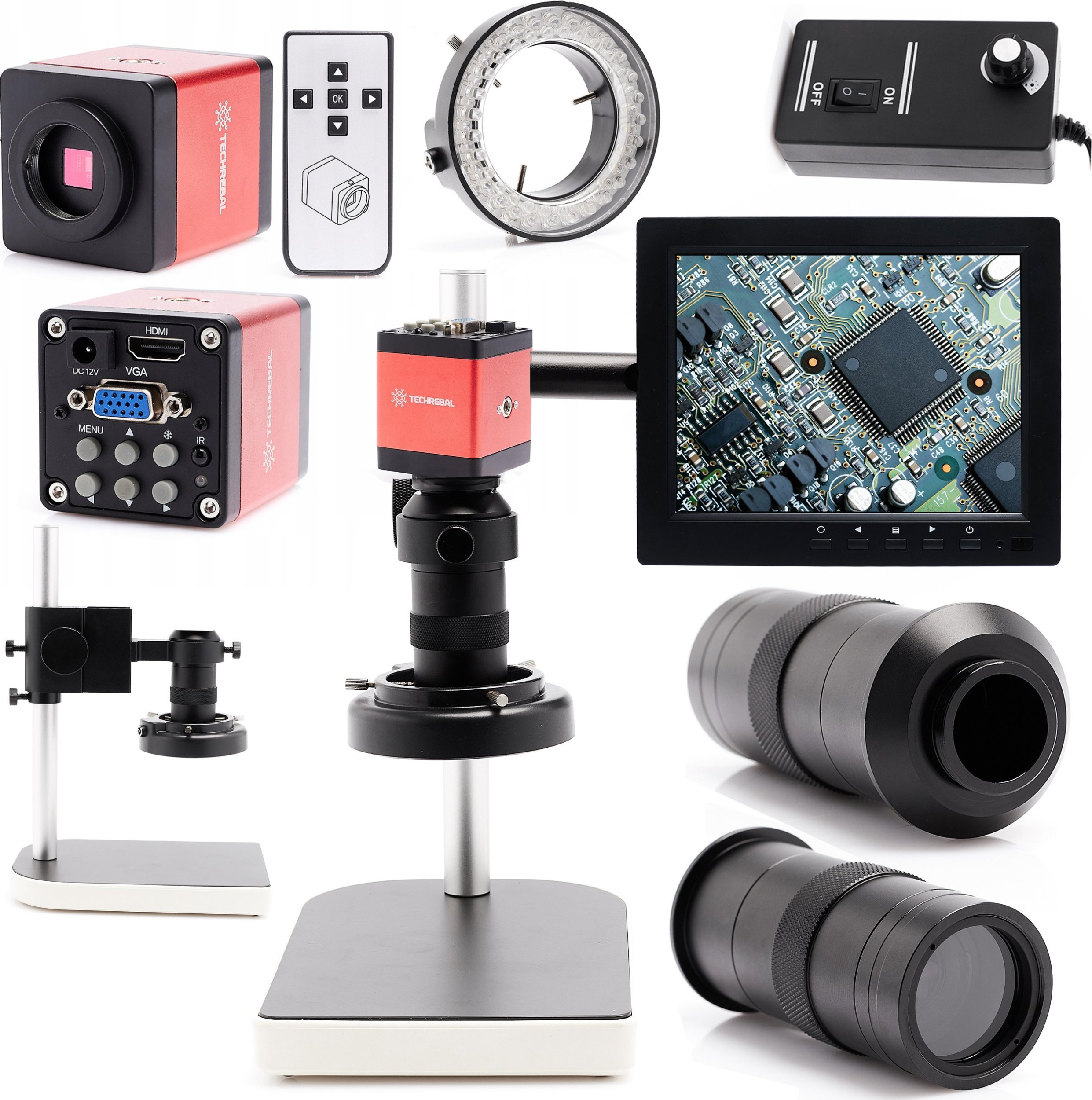 Mikroskop Cyfrowy K10M Kamera 2MP HDMI FULLHD Wyświetlacz LED 56X Techrebal