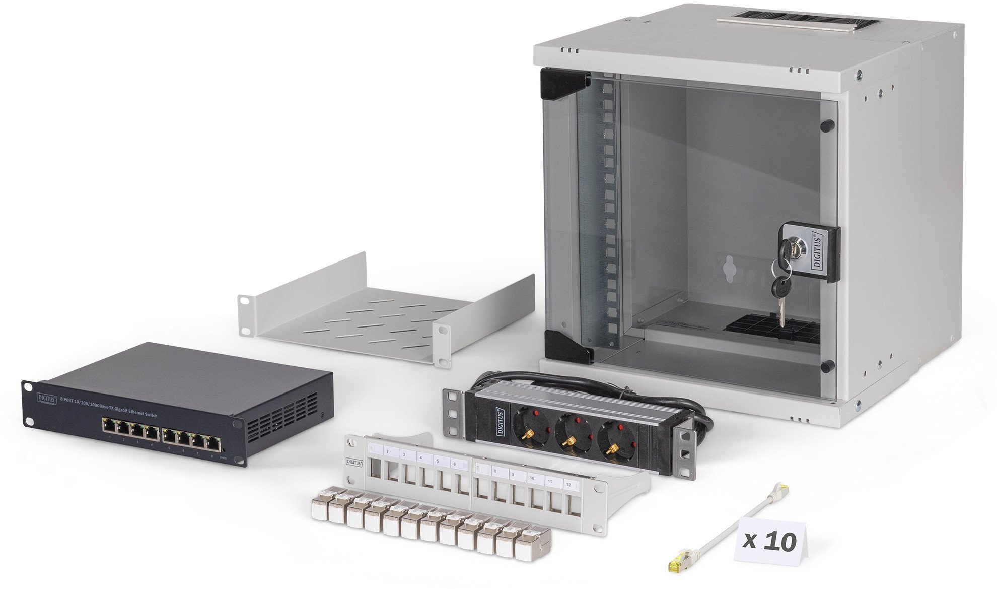 DIGITUS Netzwerk-Set 254 mm (10") - 6HE, 312x300 mm (BxT) gr