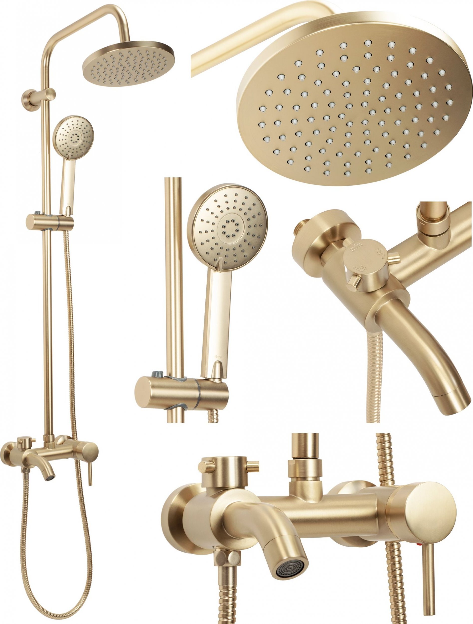 Zestaw prysznicowy Rea Luis - Złoty Szczotkowany