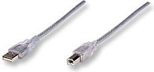 Kabel USB Manhattan USB-A - USB-B 5 m Srebrny (345408)