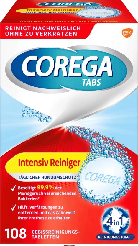 COREGA TABS BIO FORMUŁA Tabletki czyszczące do protez zębowych 108szt PROMO (import)