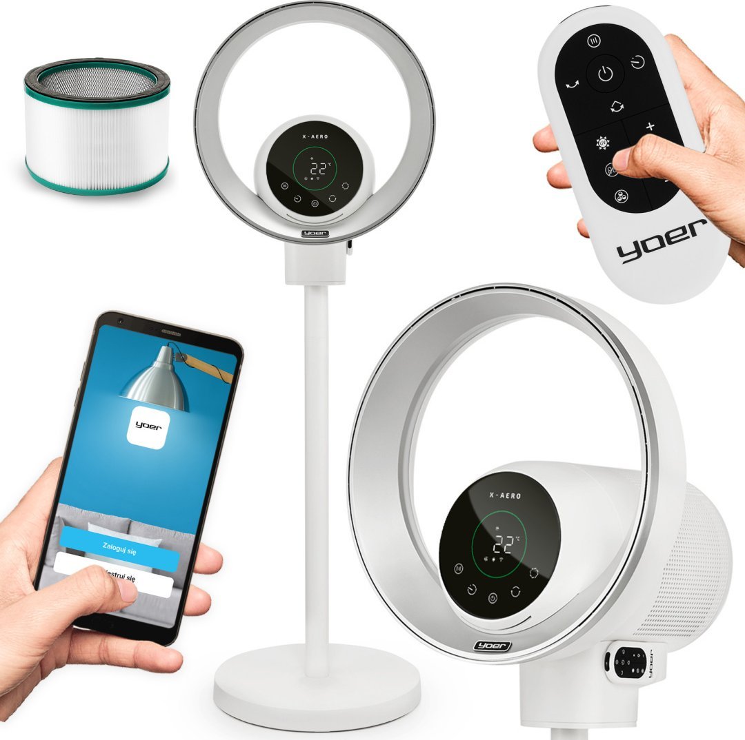 Wentylator Yoer Cichy WENTYLATOR Bezłopatkowy +Wi-Fi + Pilot - X-Aero BLF01W