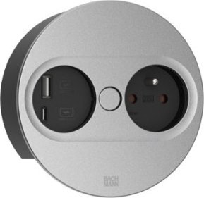 Bachmann BACHMANN TWIST 2 1xUTE 1xUSB A/C 22W 0.2m GST18 srebrny okrągły