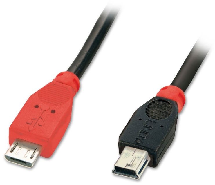 Kabel USB Lindy microUSB - miniUSB 1 m Czarny (31718)