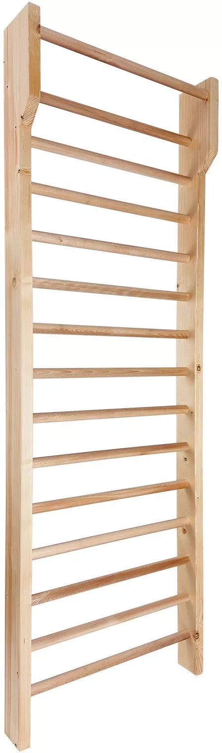 Drabinka gimnastyczna drewniana z drążkiem UNDERFIT 215 x 80 cm